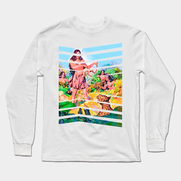 powerful native women and hungry tiger Long Sleeve T-Shirt by REVISTANGO